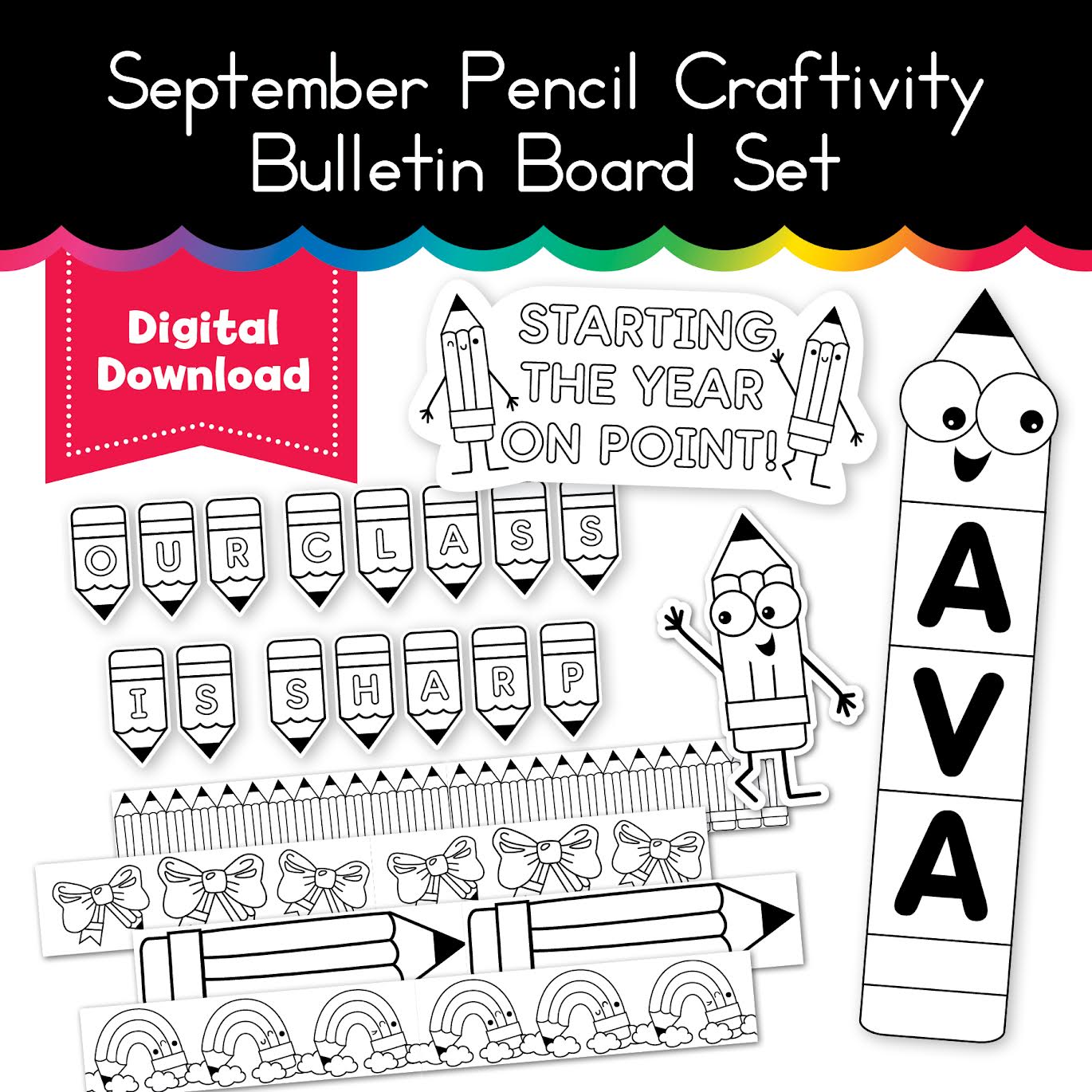 September Pencil Crafivity Bulletin Board Set
