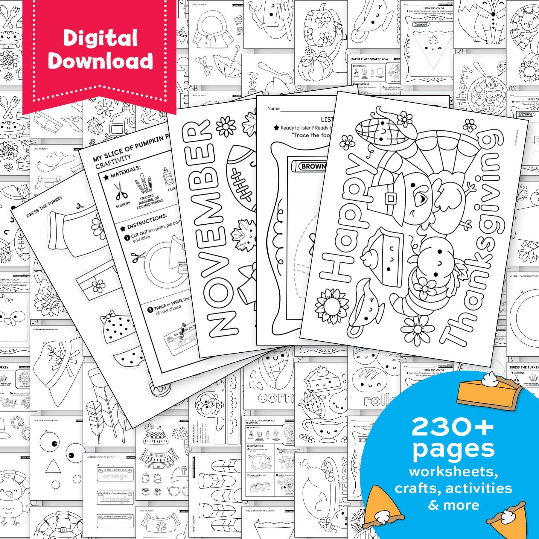 Printable Preschool November Thematic Unit Bundle