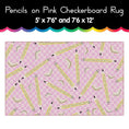 Load image into Gallery viewer, Pencils on Pink Checkerboard Rug