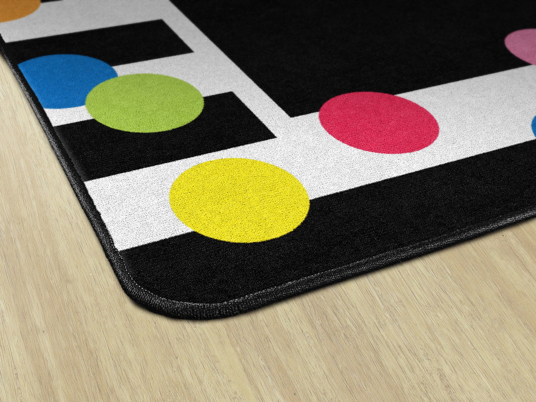 Rainbow Polka Dot Border Classroom Rug by Schoolgirl Style