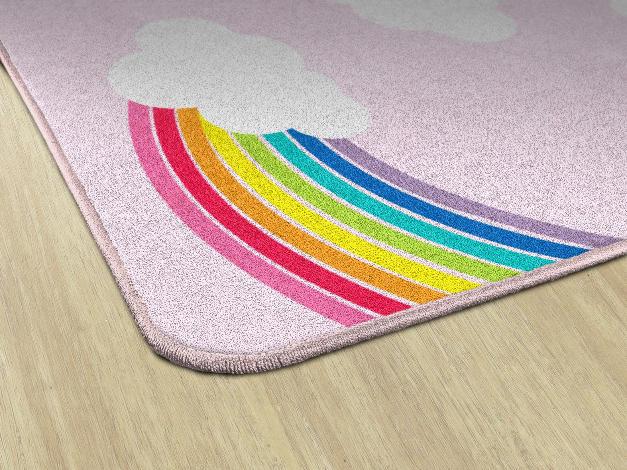 Whimsical Rainbow Pink Classroom Rug by Schoolgirl Style