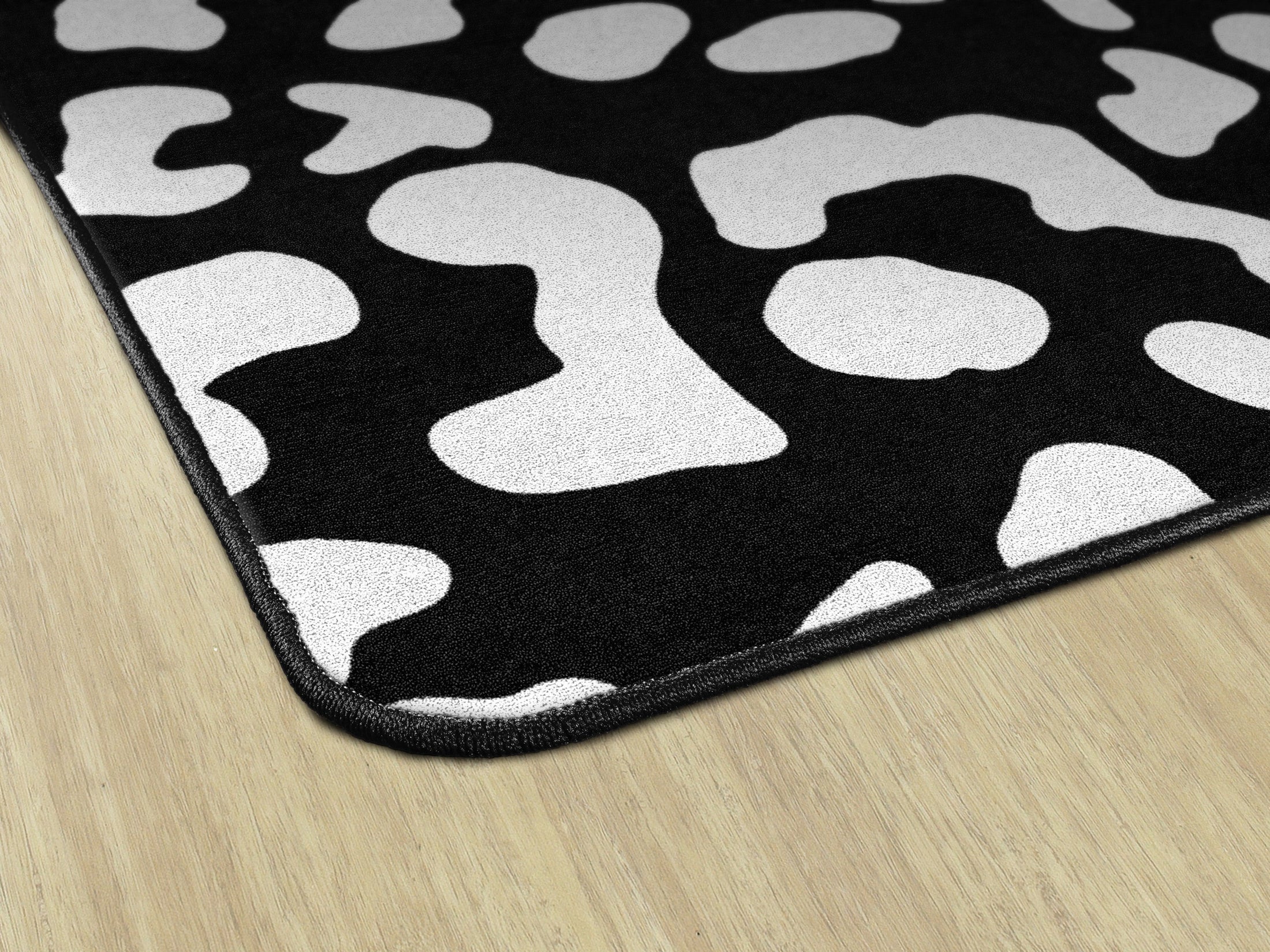 White On Black Leopard Dots Safari Classroom Rug by Schoolgirl Style