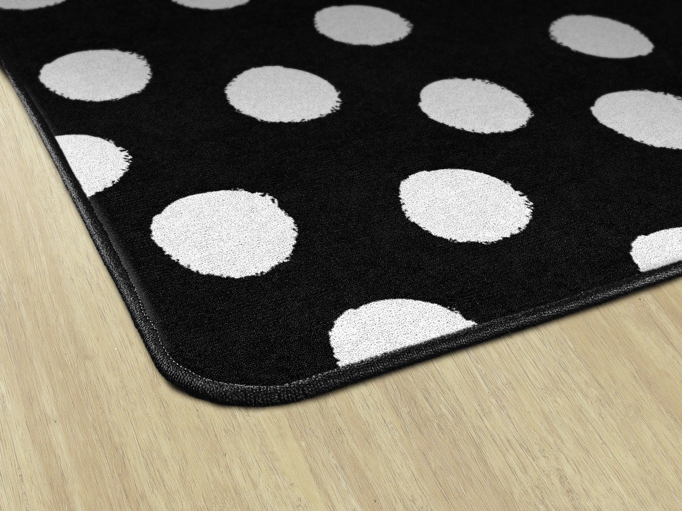 Painted White Dots on Black Classroom Rug by Schoolgirl Style