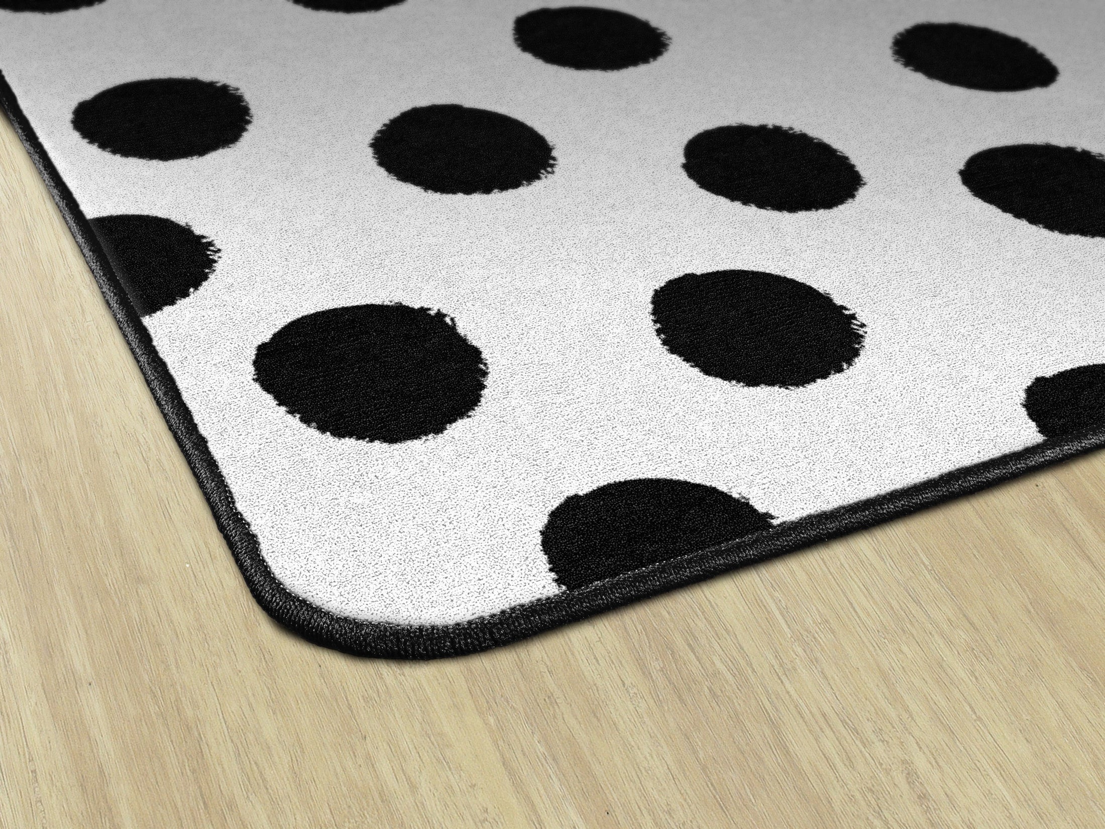 Painted Black Dots On White Classroom Rug by Schoolgirl Style