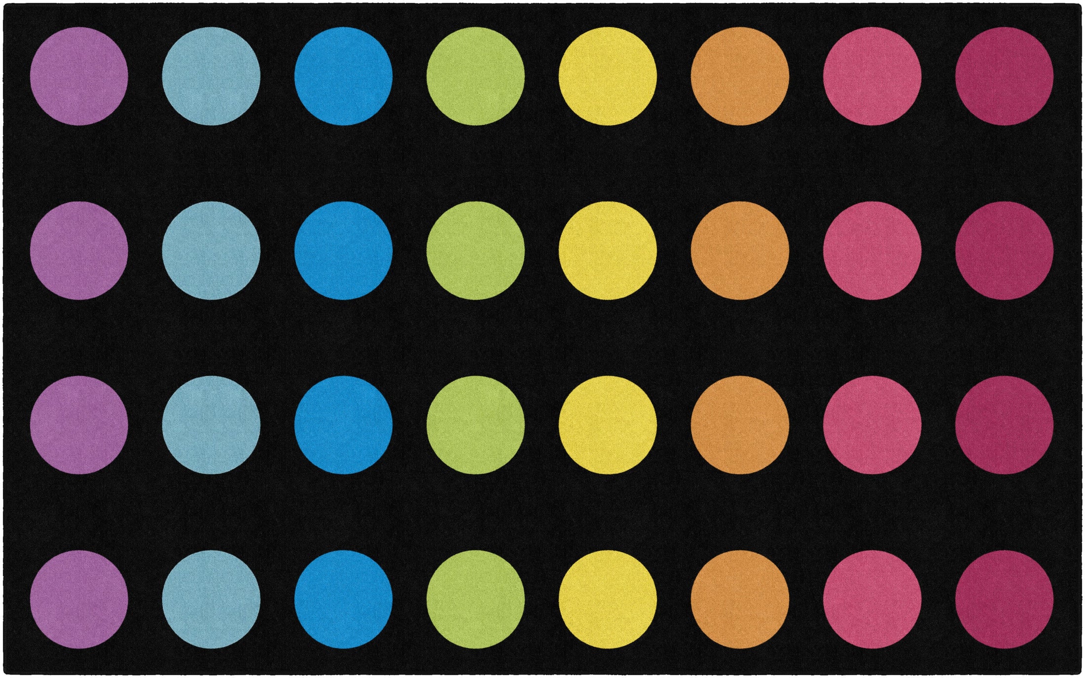 Rainbow Dots on Black Seating Classroom Rug by Schoolgirl Style