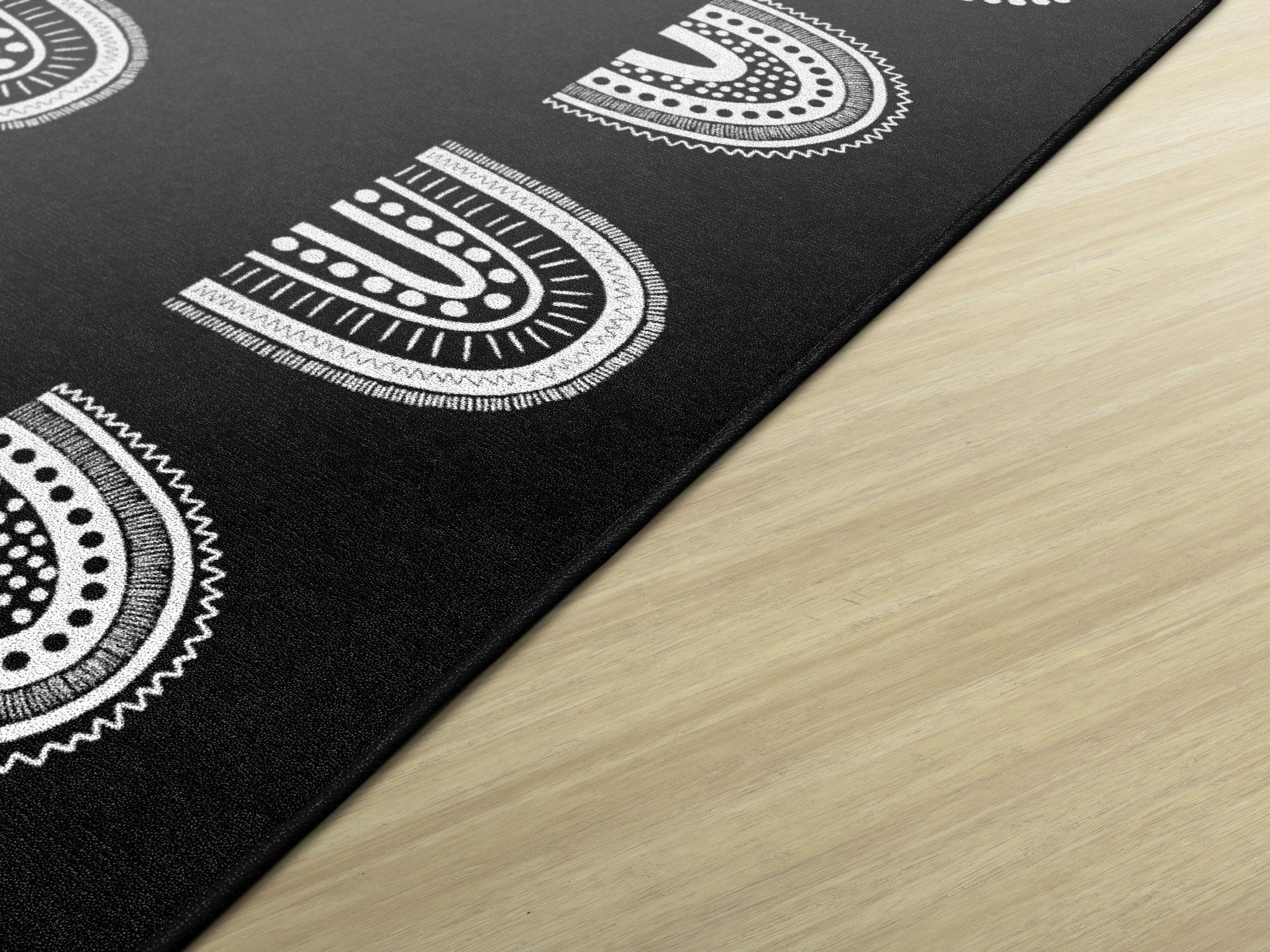 Black Boho Rainbow Sit Spots Classroom Rug by Schoolgirl Style