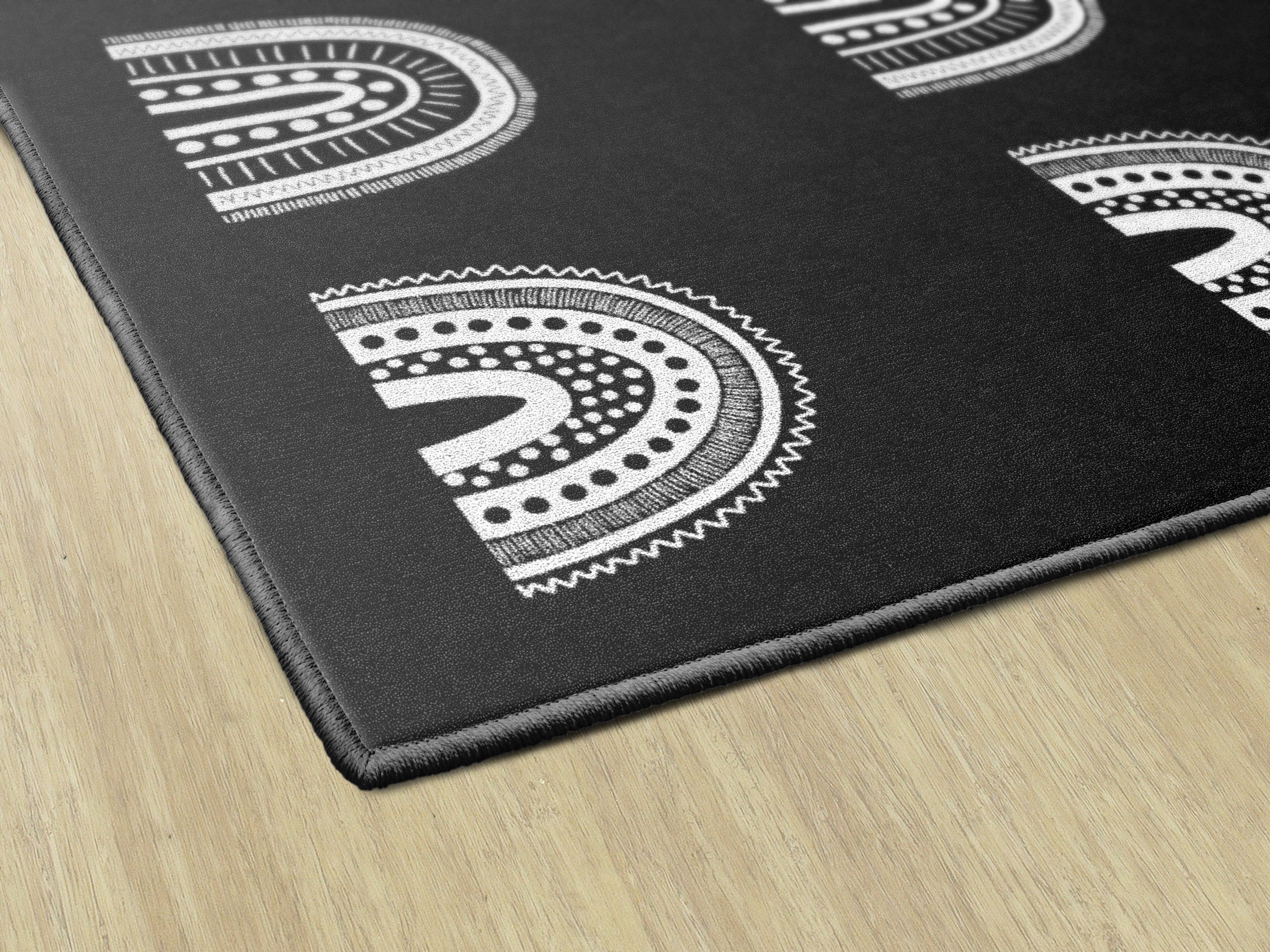 Black Boho Rainbow Sit Spots Rug