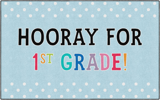 Light Blue Hooray For School Classroom Rug by Schoolgirl Style