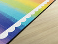 Load image into Gallery viewer, Watercolor Rainbow with White Scallop Classroom Rug by Schoolgirl Style