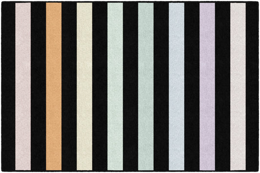 Rainbow Stripes on Black Classroom Rug by Schoolgirl Style