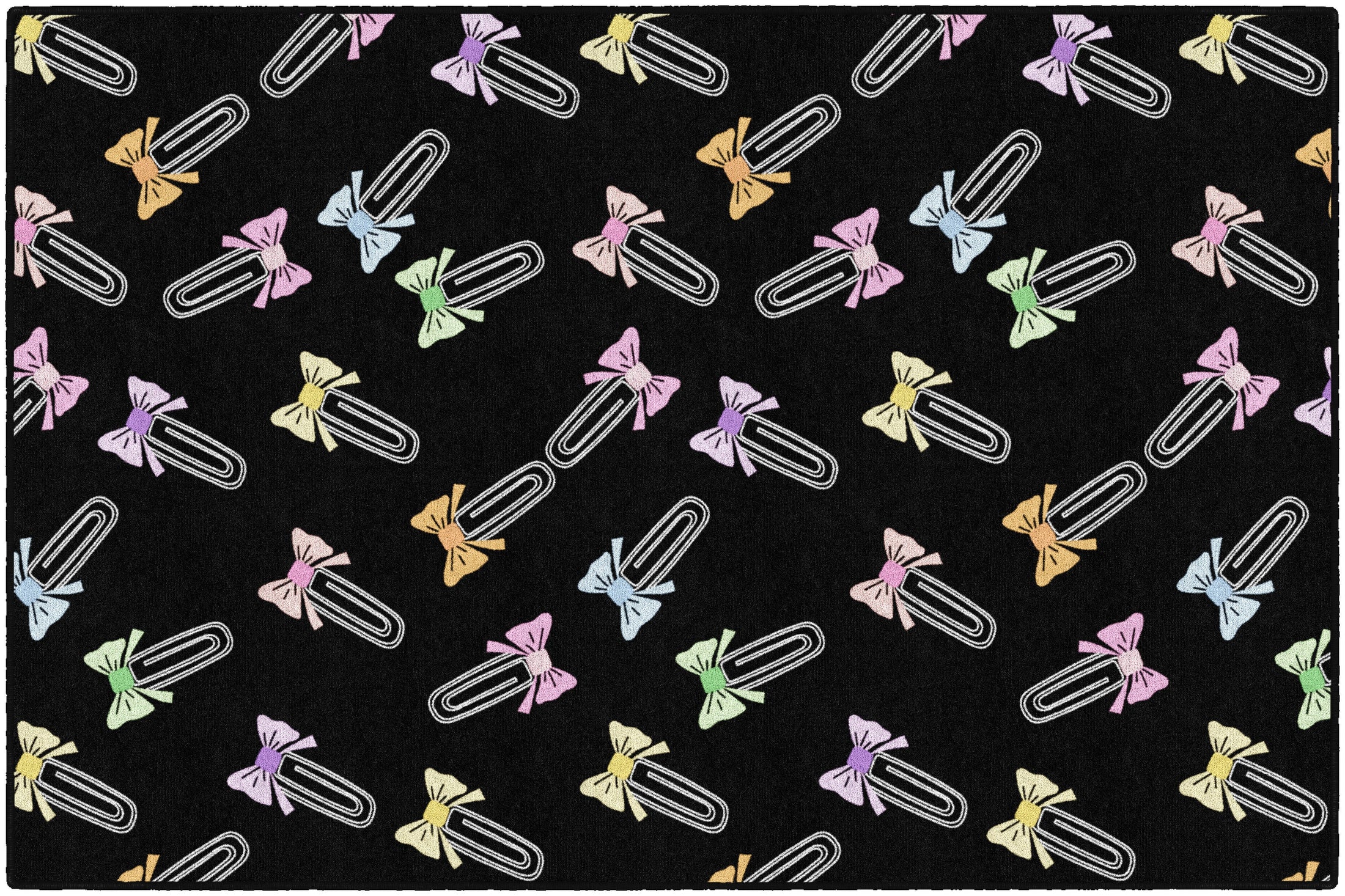 Pastel Bow Paperclips Classroom Rug