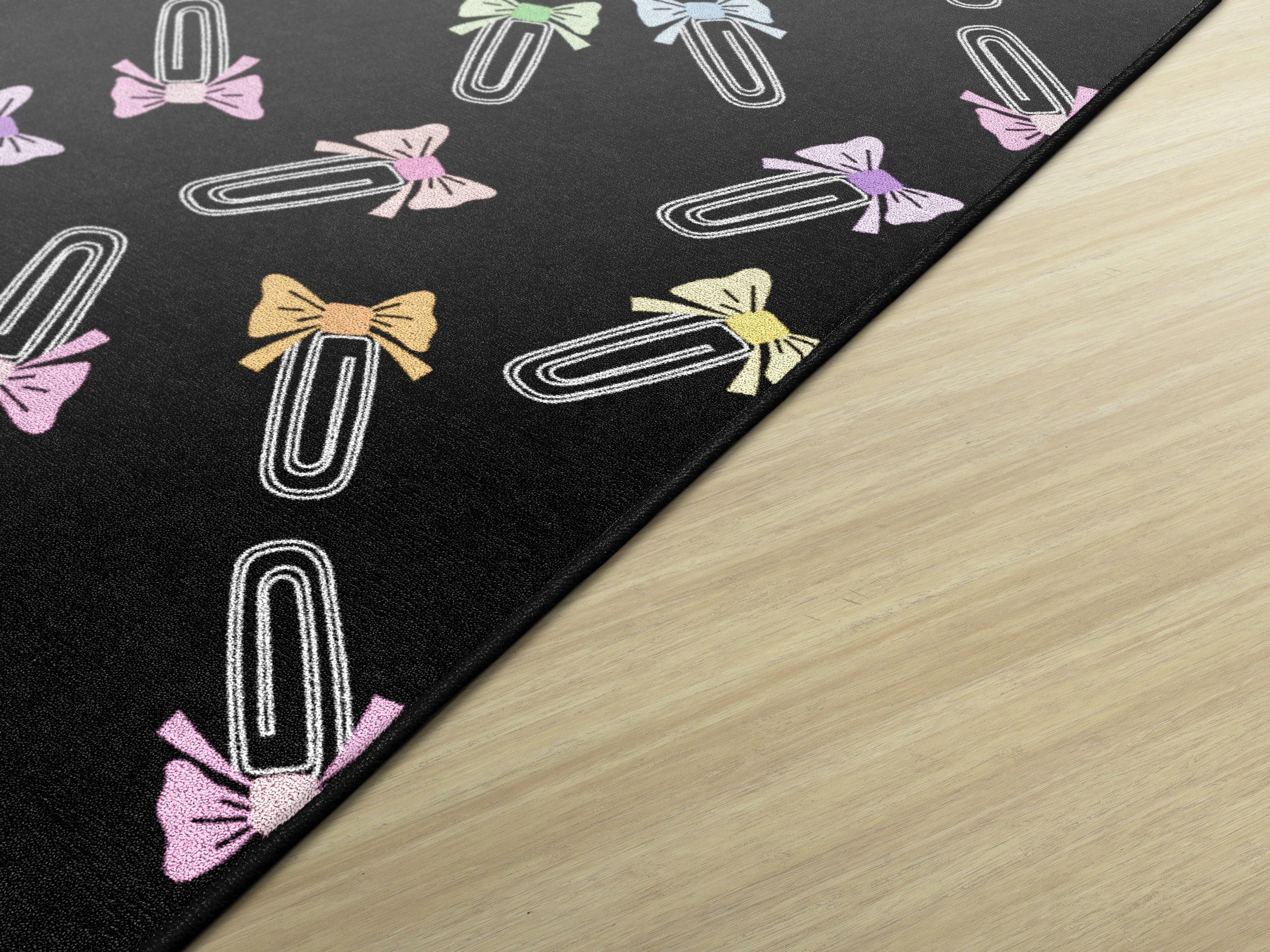 Pastel Bow Paperclips Classroom Rug