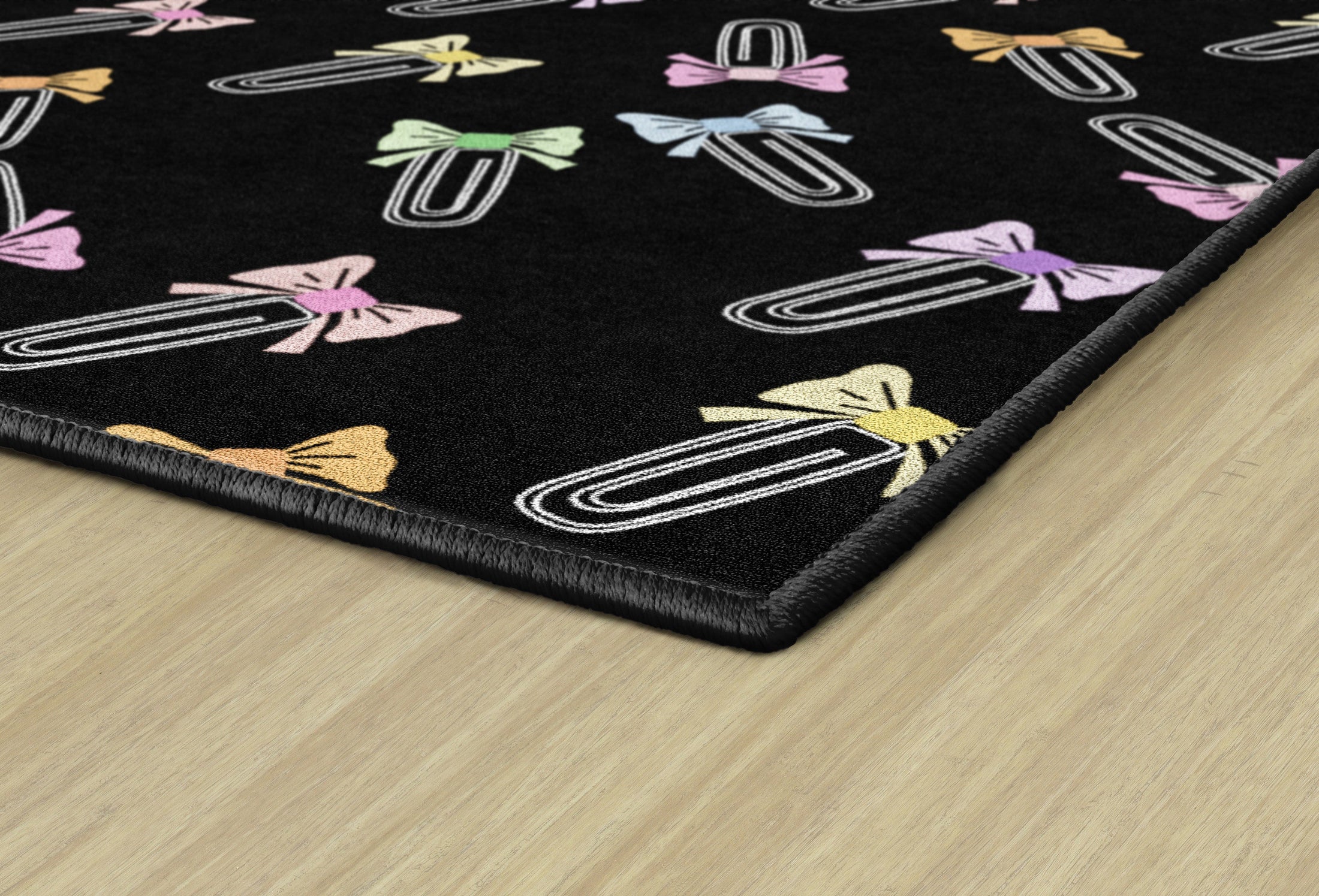 Pastel Bow Paperclips Classroom Rug
