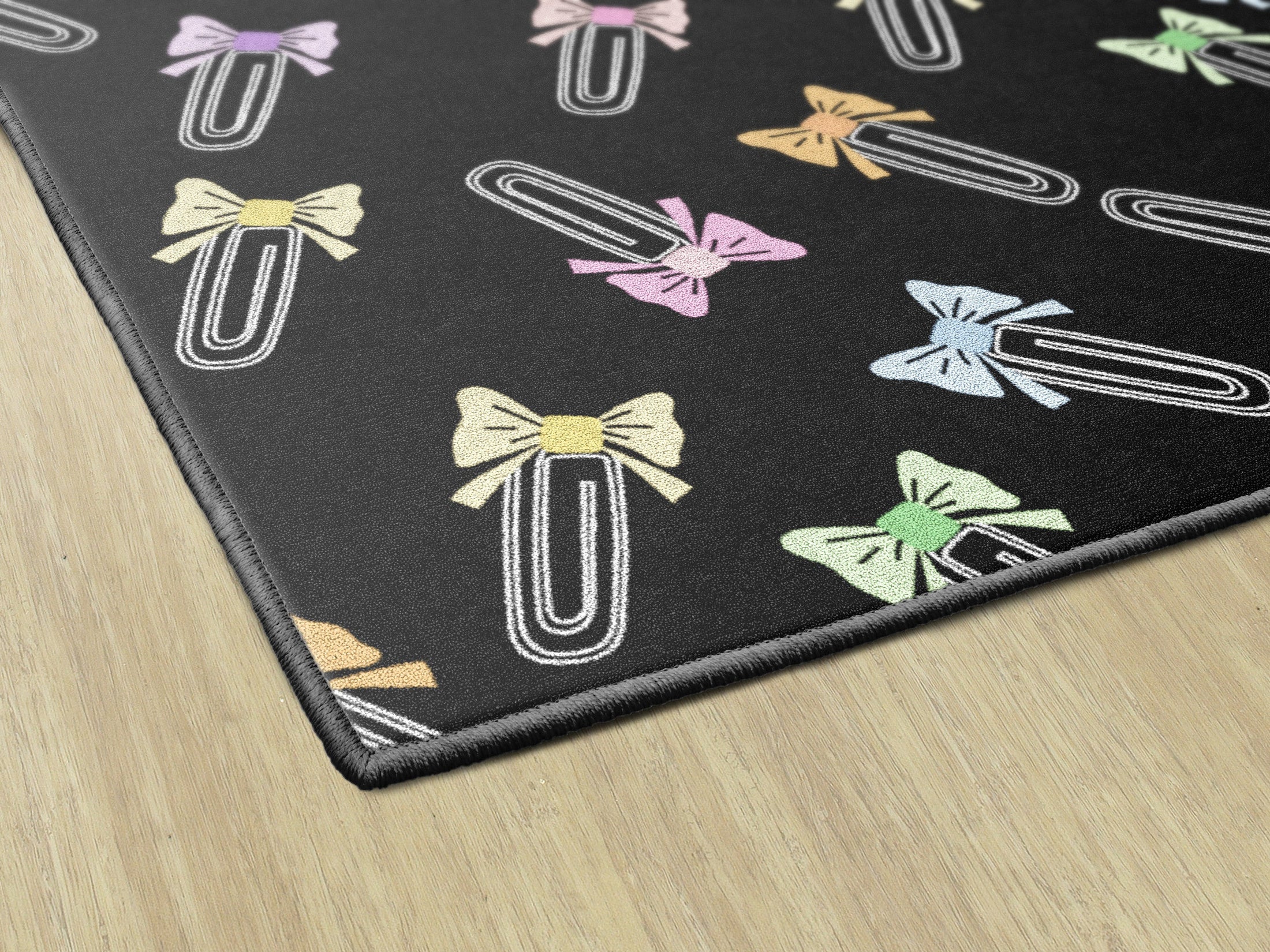 Pastel Bow Paperclips Classroom Rug