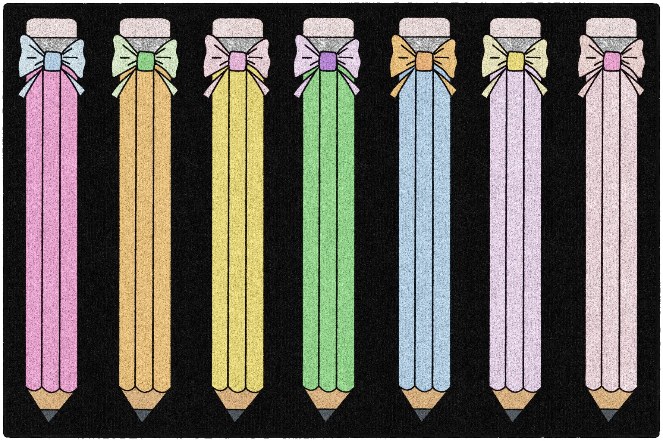 Pastel Pencils with Bows Classroom Rug by Schoolgirl Style