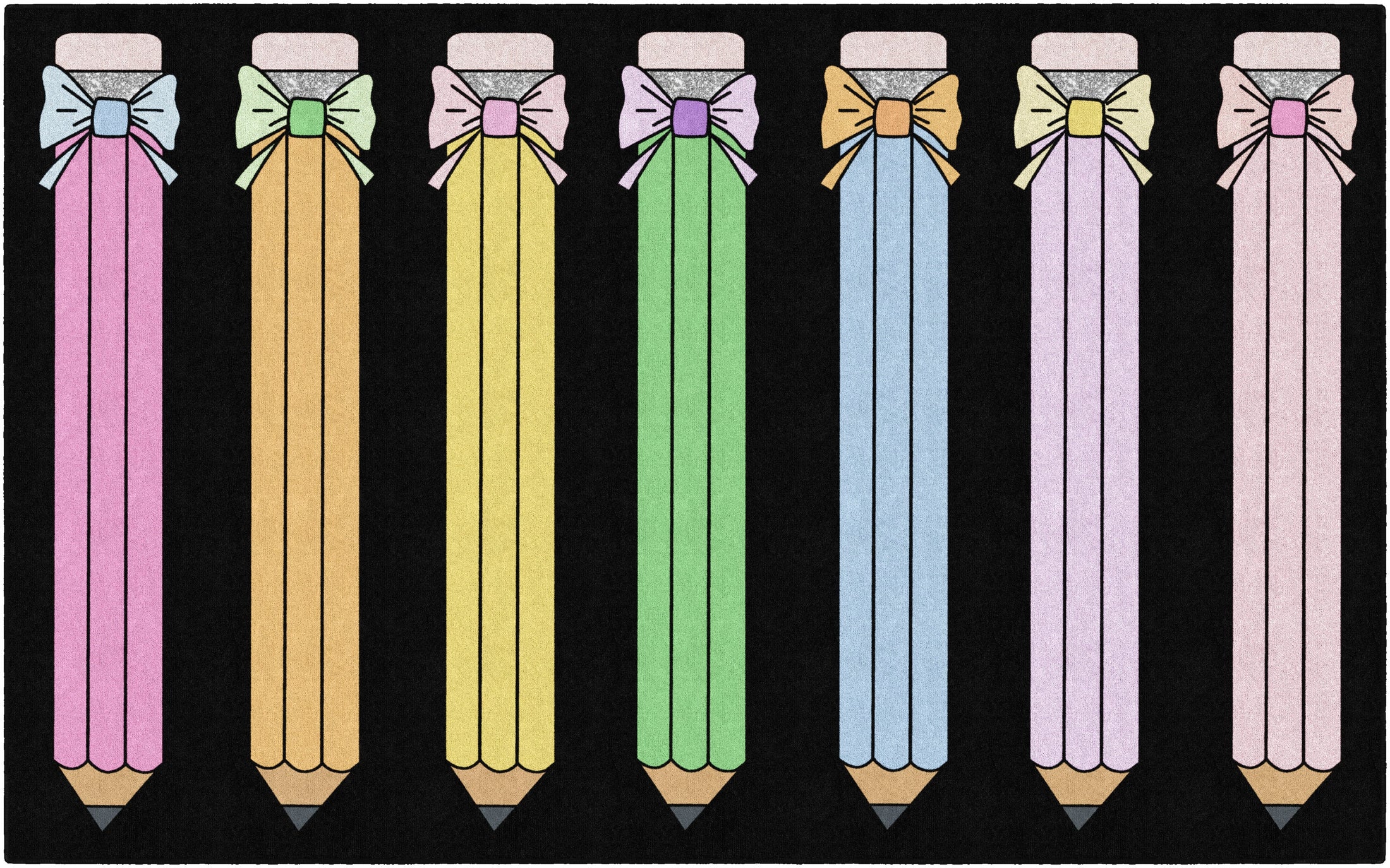 Pastel Pencils with Bows Classroom Rug by Schoolgirl Style