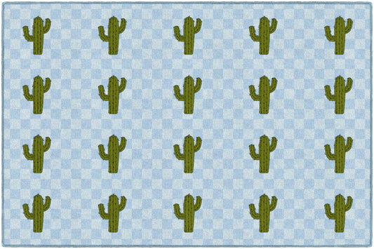 Cactus Sit Spots on Light Blue Classroom Rug by Schoolgirl Style