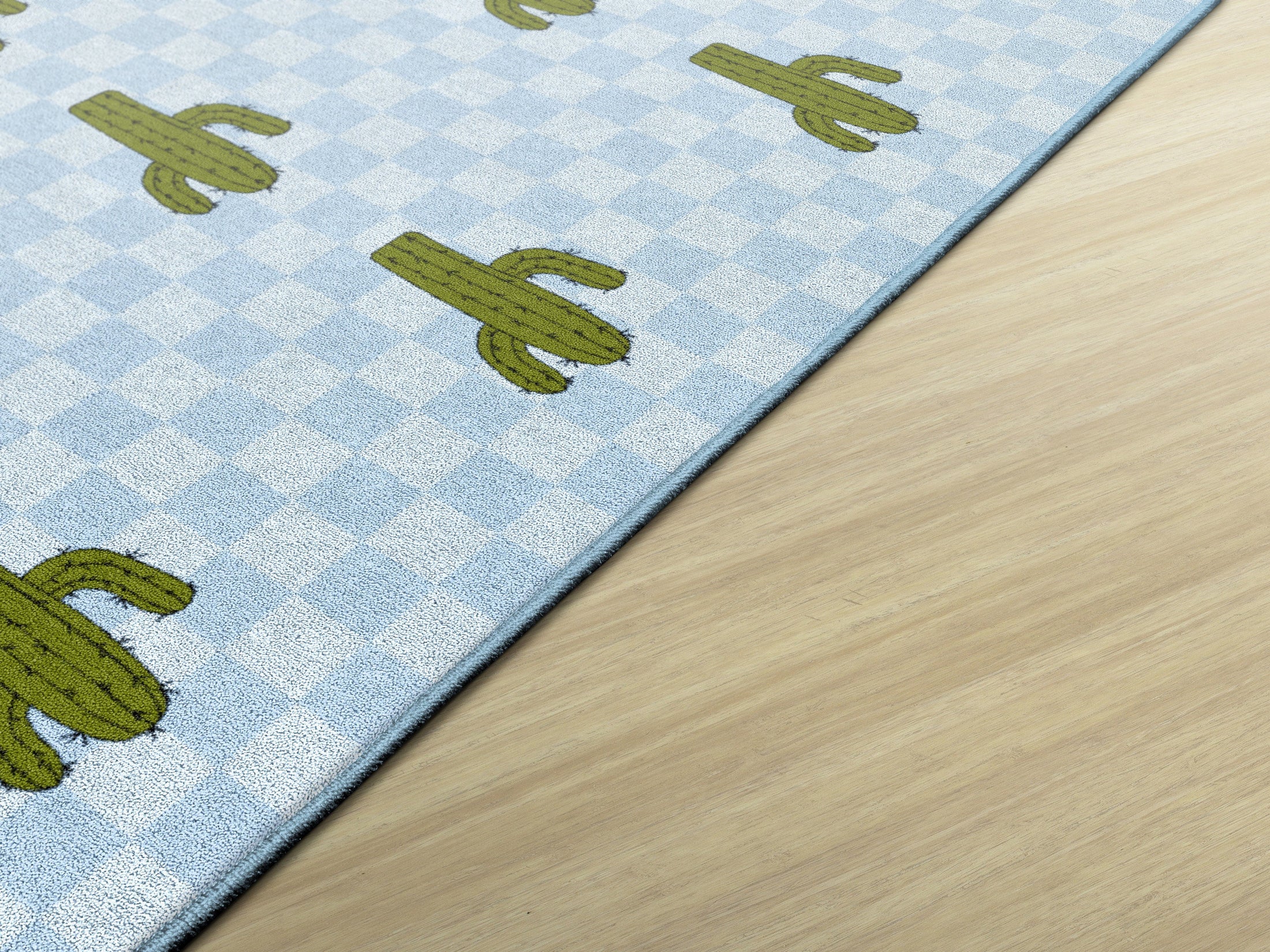 Cactus Sit Spots on Light Blue Classroom Rug by Schoolgirl Style