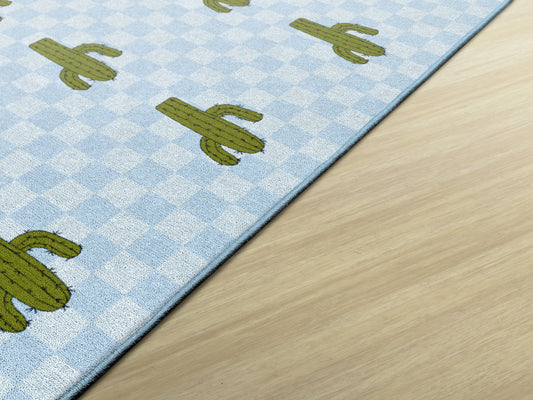 Cactus Sit Spots on Light Blue Classroom Rug by Schoolgirl Style