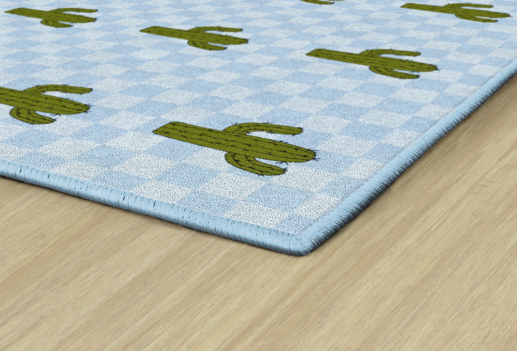 Cactus Sit Spots on Light Blue Classroom Rug by Schoolgirl Style