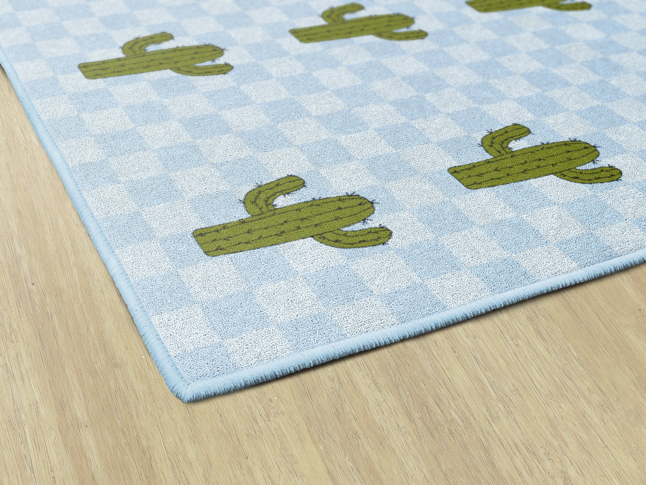 Cactus Sit Spots on Light Blue Classroom Rug by Schoolgirl Style