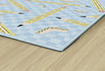 Load image into Gallery viewer, Pencils on Blue Checkerboard Rug