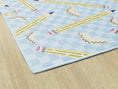 Load image into Gallery viewer, Pencils on Blue Checkerboard Rug