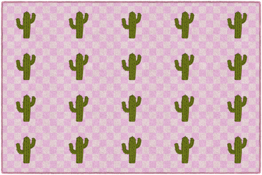 Light Pink Cactus Sit Spots Classroom Rug by Schoolgirl Style