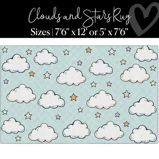 Clouds and Stars Pastel Blue Classroom Rug by Schoolgirl Style