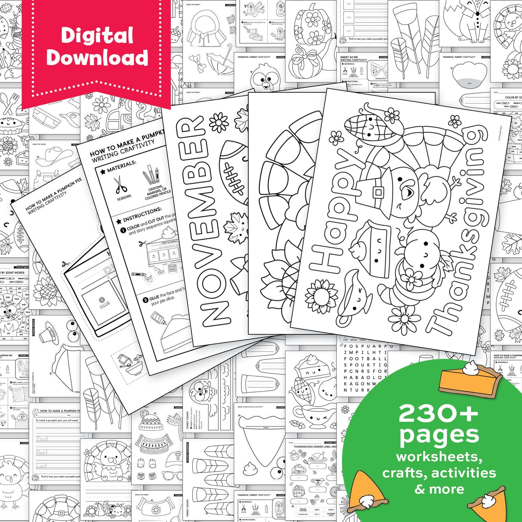 Printable First Grade November Thematic Unit Bundle