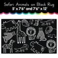 Load image into Gallery viewer, Safari Animals on Black Rug
