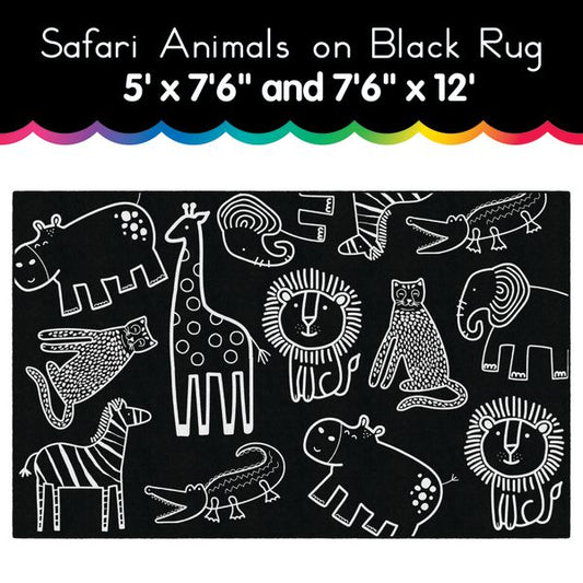Safari Animals on Black Rug