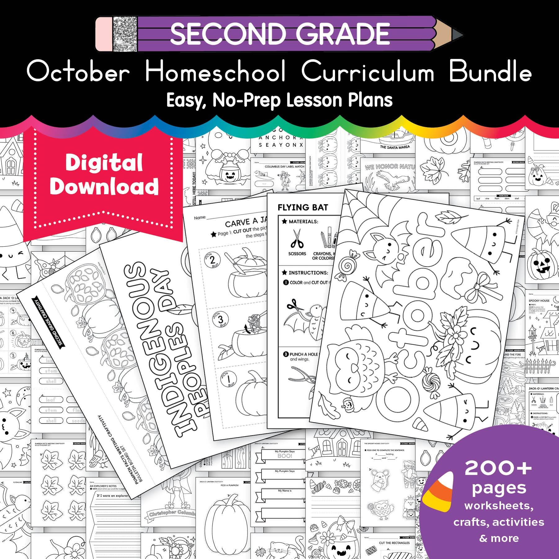 Printable Second Grade October Thematic Unit Bundle