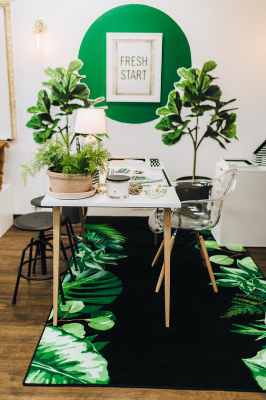 Greenery on Black Classroom Rug by Schoolgirl Style