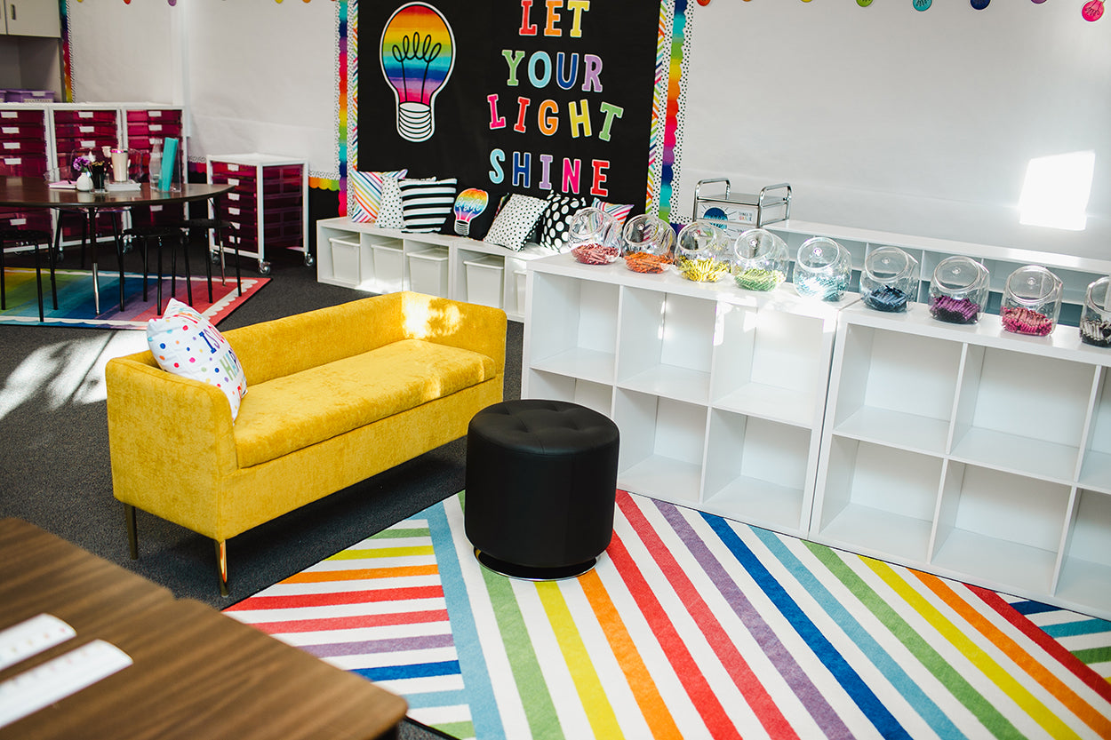 Crisscross Rainbow Classroom Rug by Schoolgirl Style
