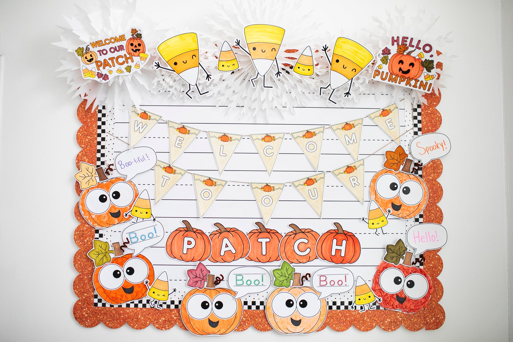 Printable October Hello Pumpkin Craftivity Bulletin Board Set
