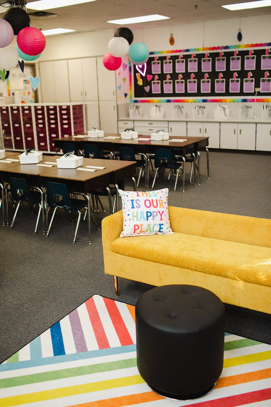 Crisscross Rainbow Classroom Rug by Schoolgirl Style