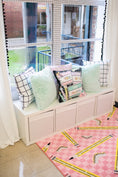 Load image into Gallery viewer, Pencils on Pink Checkerboard Rug