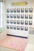 Load image into Gallery viewer, Pencils on Pink Checkerboard Rug