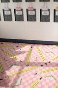 Load image into Gallery viewer, Pencils on Pink Checkerboard Rug