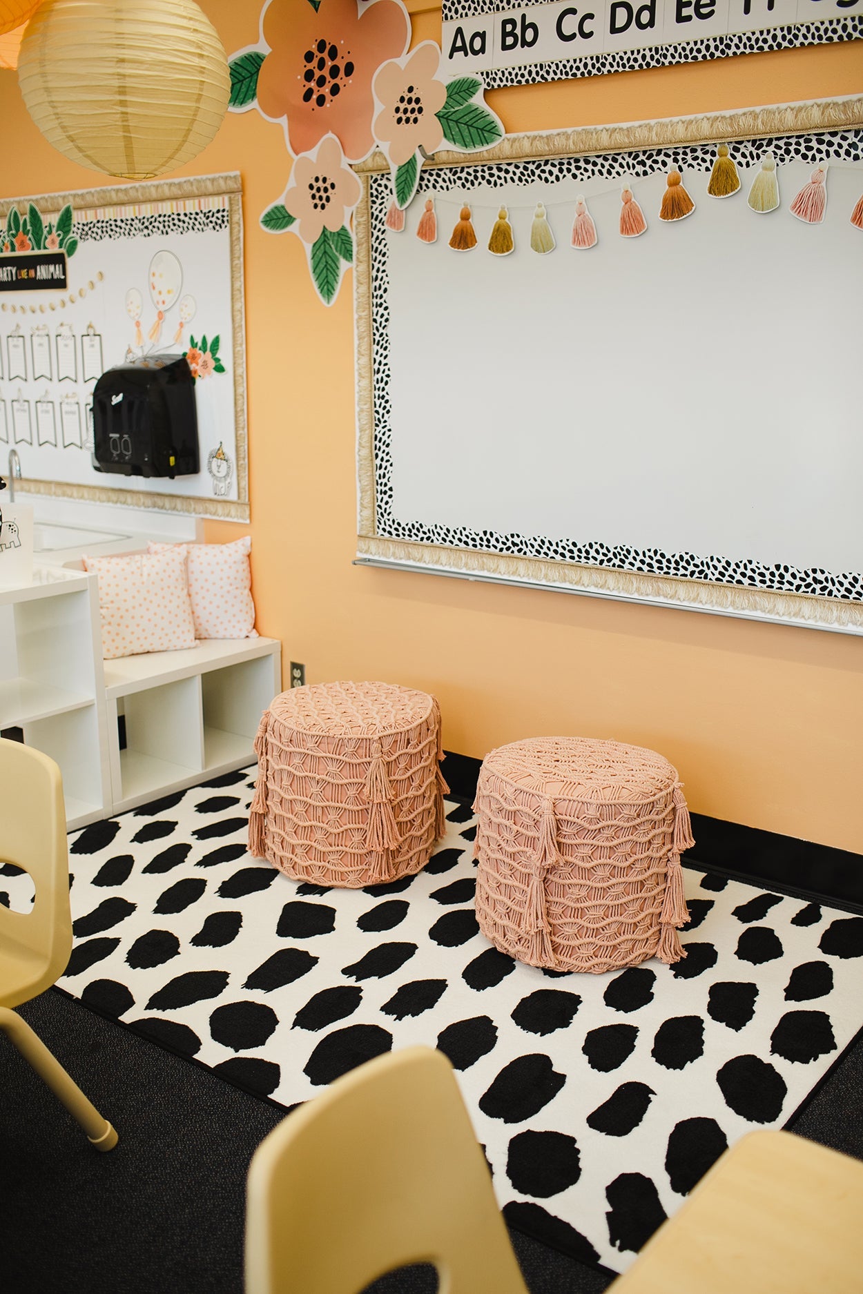 Black on White Safari Dot Classroom Rug by Schoolgirl Style