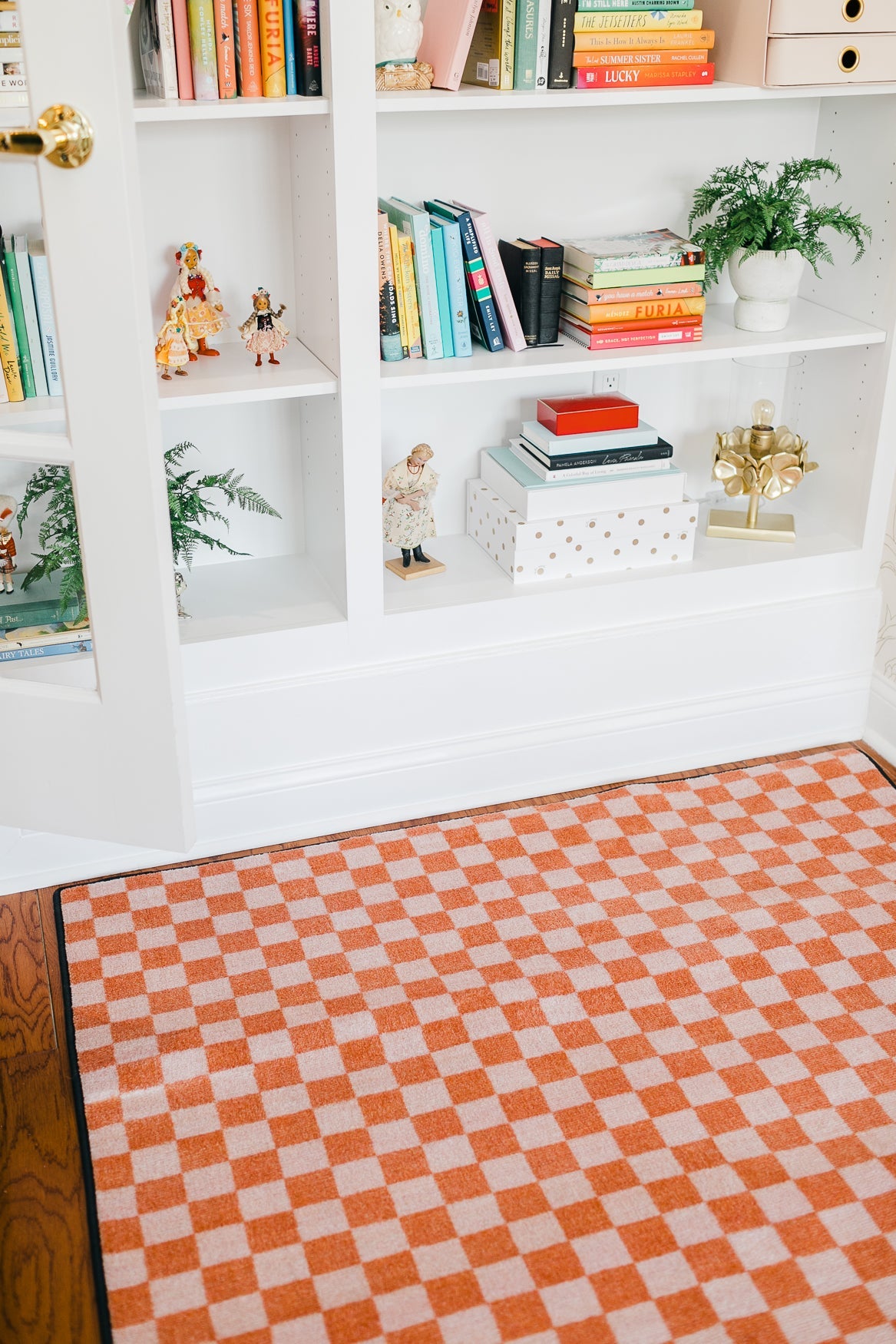 Coral Checkerboard Classroom Rug by Schoolgirl Style