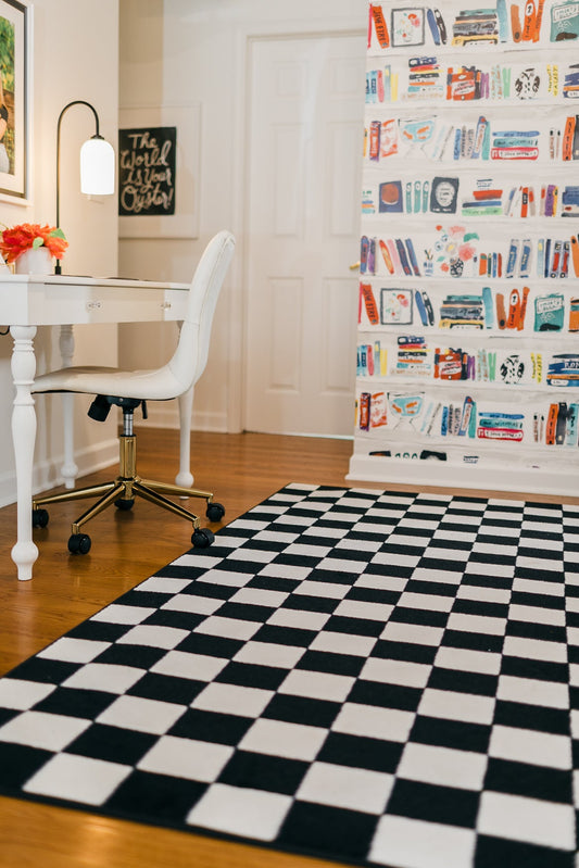Black and White Checkerboard Classroom Rug by Schoolgirl Style