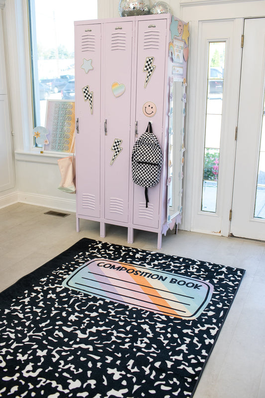 Composition Notebook With Pastel Label Classroom Rug by Schoolgirl Style