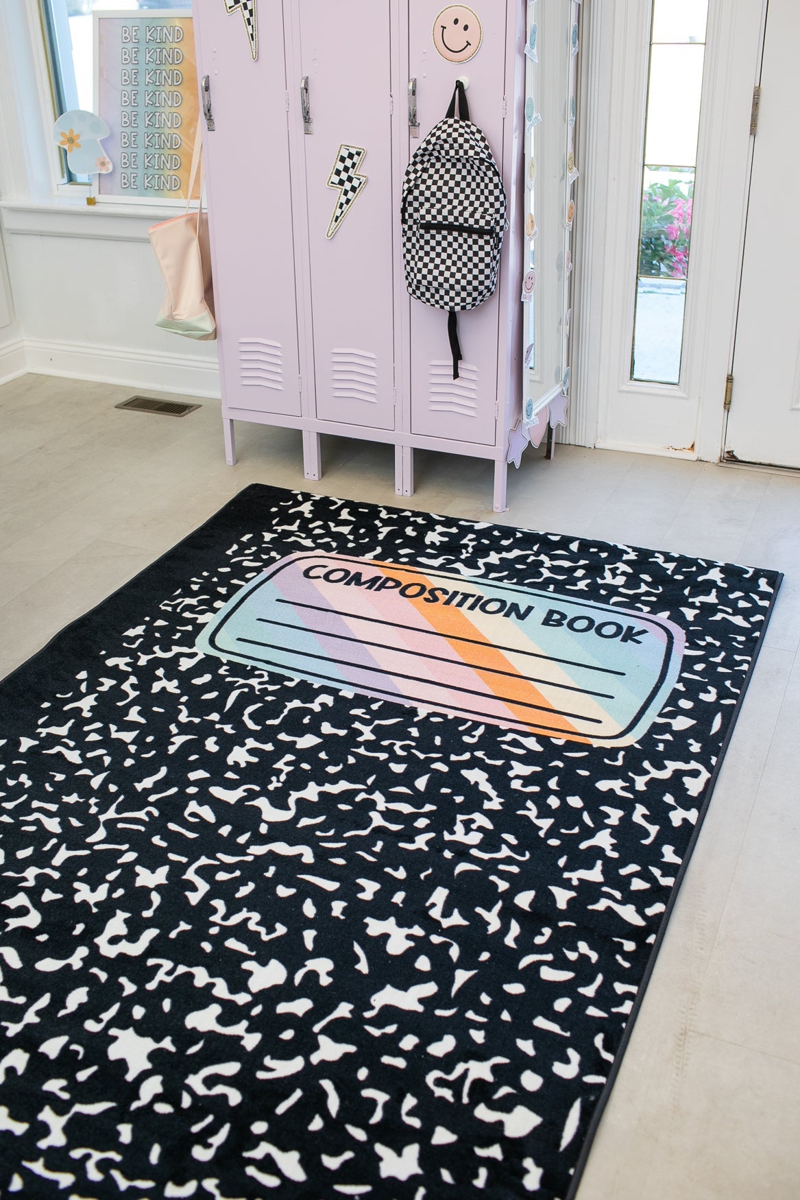 Composition Notebook With Pastel Label Classroom Rug by Schoolgirl Style