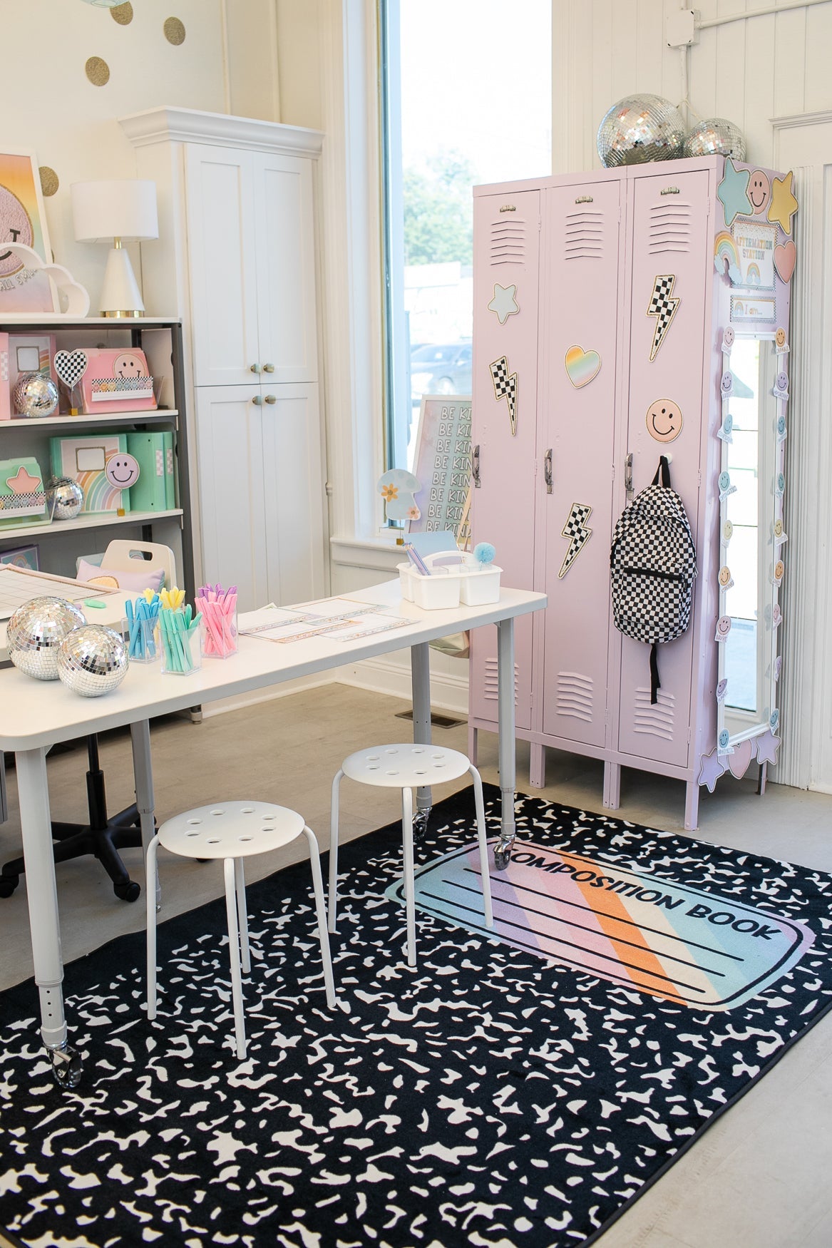 Composition Notebook With Pastel Label Classroom Rug by Schoolgirl Style