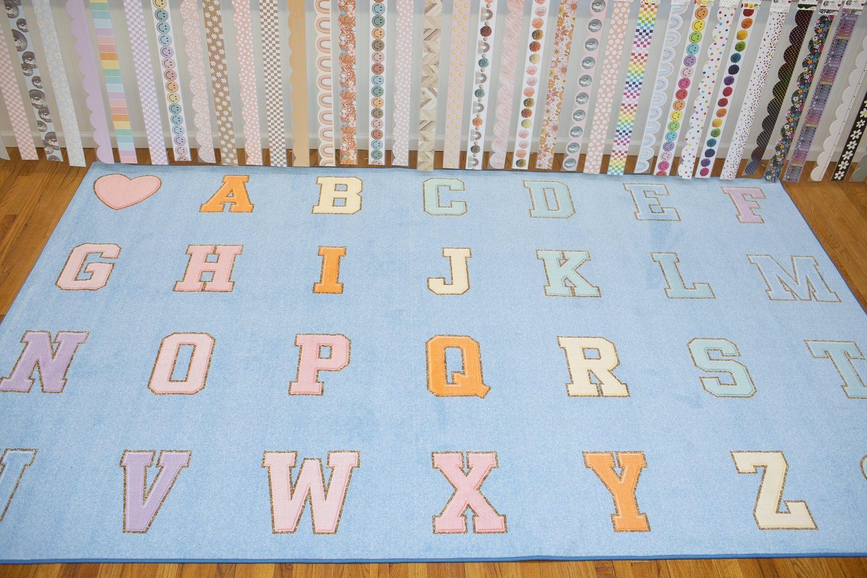 Sky Blue ABC's Sit Spots Classroom Rug by Schoolgirl Style
