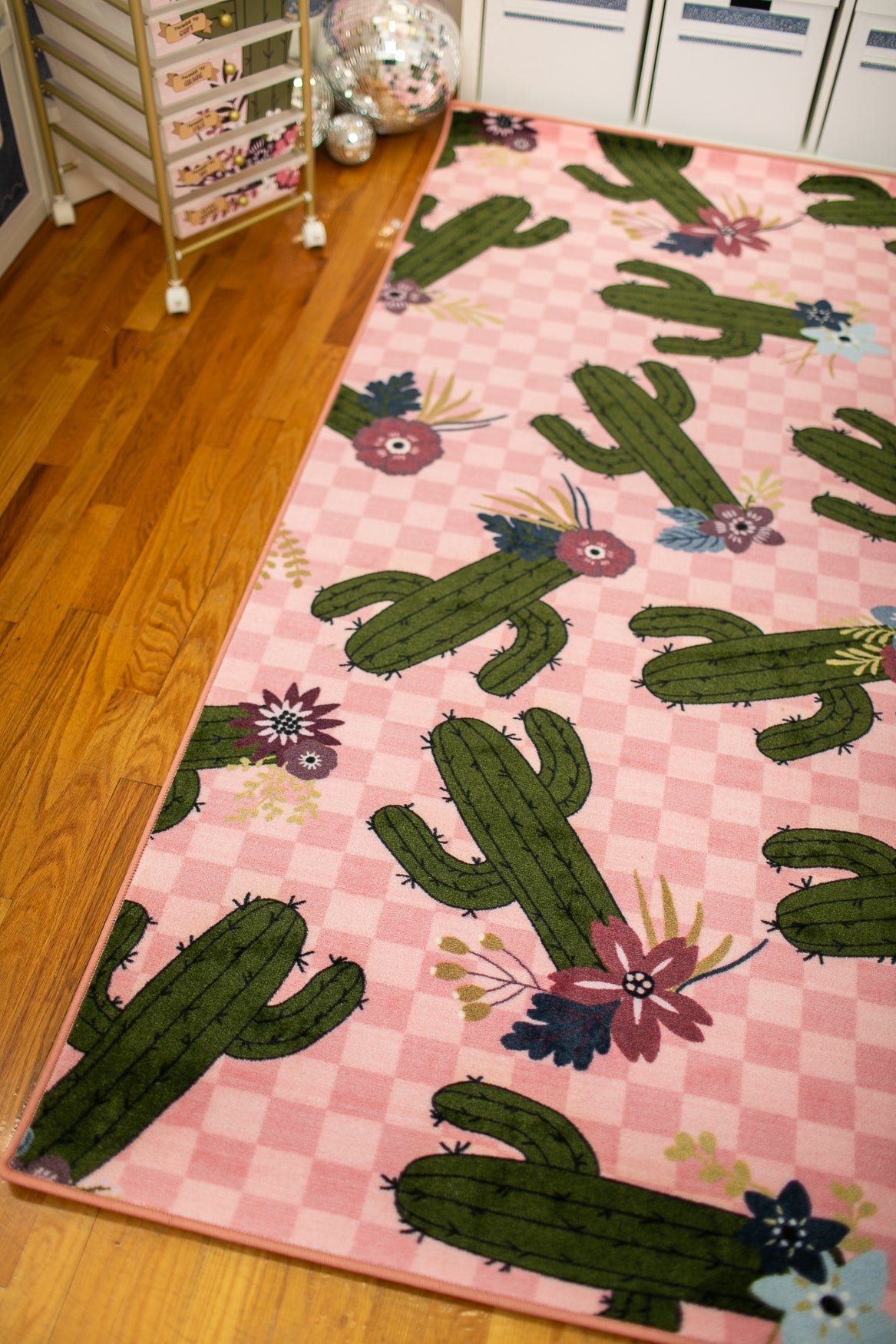 Cactus Patterns on Light Pink Classroom Rug by Schoolgirl Style
