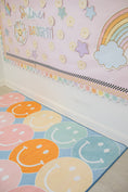 Load image into Gallery viewer, Pastel Rainbow Smileys Classroom Rug by Schoolgirl Style