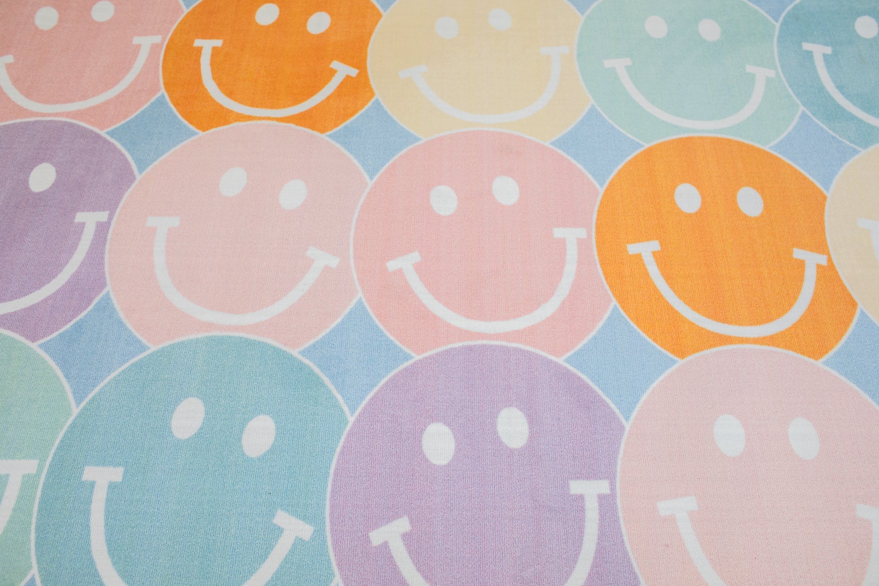 Pastel Rainbow Smileys Classroom Rug by Schoolgirl Style